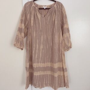 J. Jill Elements Boho Print Cotton Dress 3/4 sleeve, comfy & cute